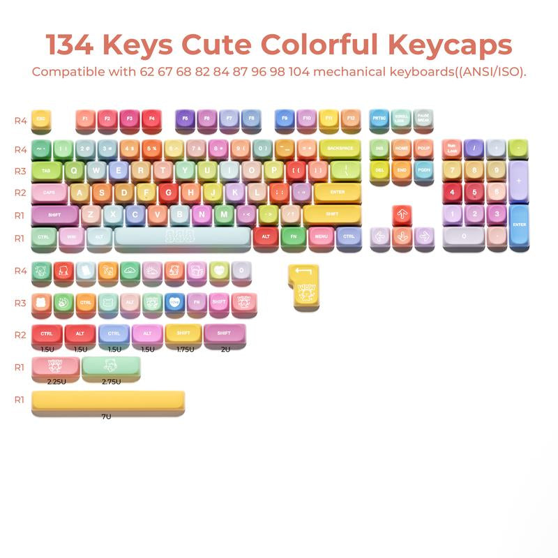 XVX Gummy Bear MOA Profile Dye-Sublimation PBT Keycap Set 134-Keys(Only Keycap, Not Include a Keyboard)
