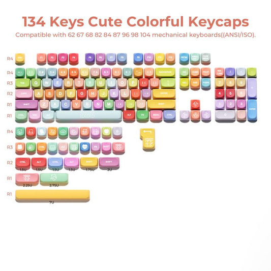 XVX Gummy Bear MOA Profile Dye-Sublimation PBT Keycap Set 134-Keys（Only Keycap, Not Include a Keyboard）
